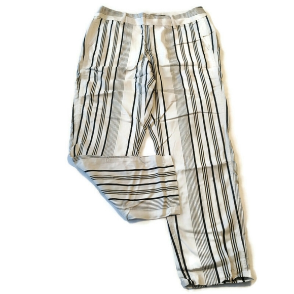 Ann Taylor Factory Pants - Ann Taylor Pants 6 Ankle stripe thin Ivory black s